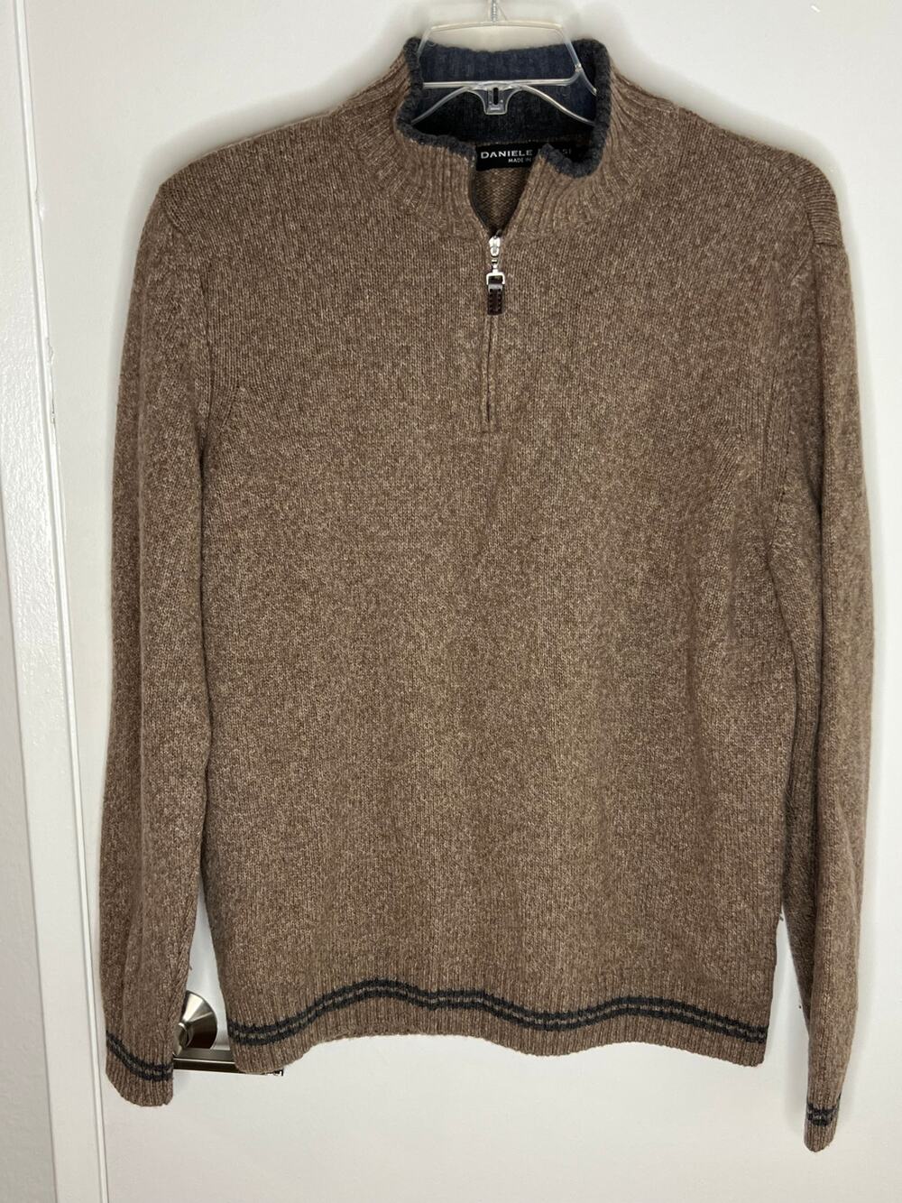 Daniele Blasi Men's 1/4 Zip Wool Blend Sweater Brown ~ Size XL